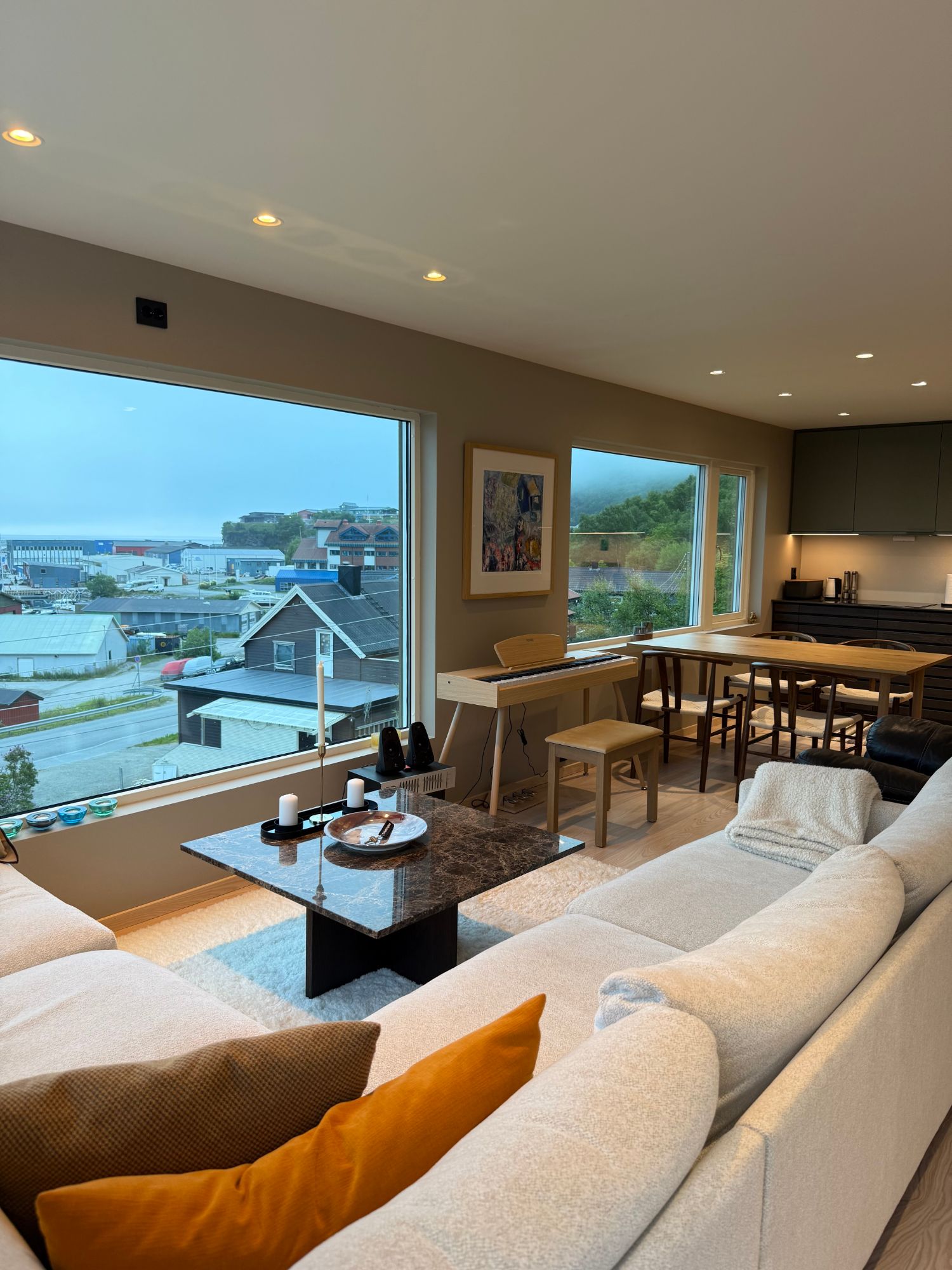 Living room with harbour view